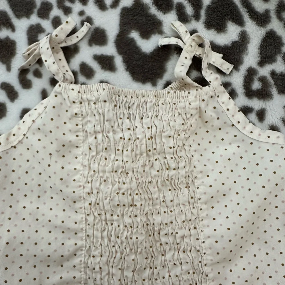 2006 Old Navy Polka Dot Ruffle Cami Tank Top in Cream Size 6-12 months
